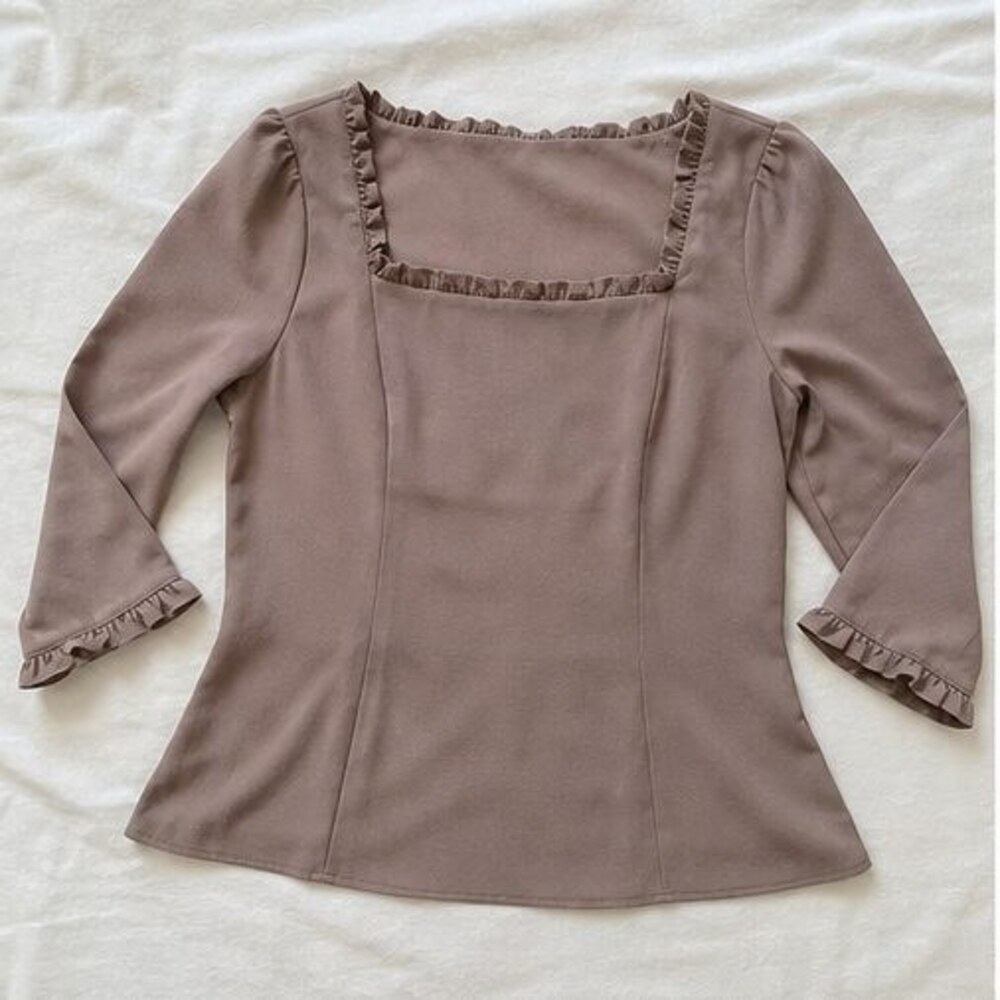 Taupe Button Blouse